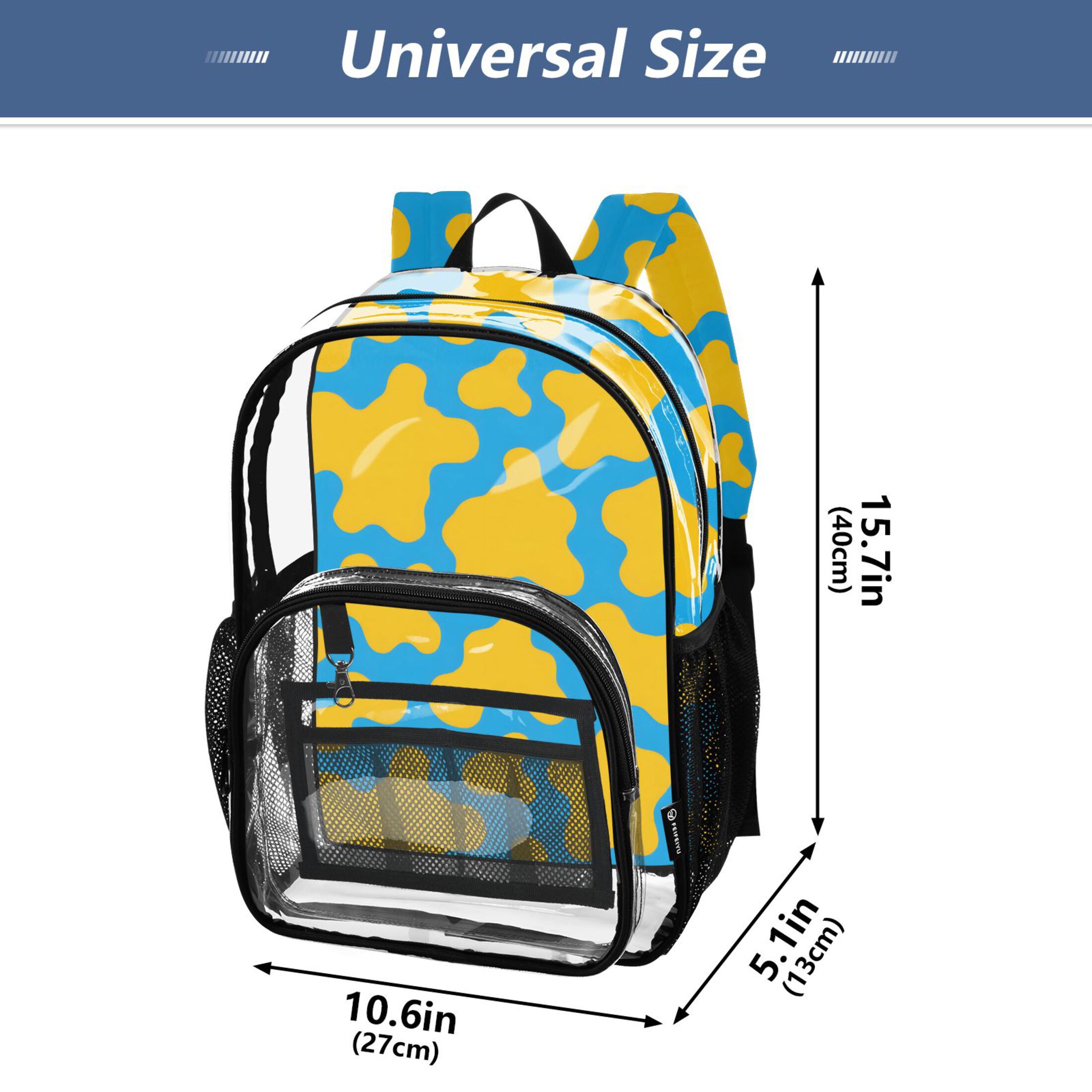 ALAZA Clear Backpack Cow Print PVC Transparent BookBag