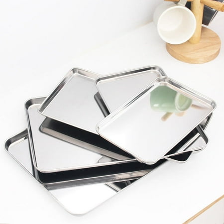 

MINM Household steamed vermicelli roll plate of 304 stainless steel shallow square plate water pans medical tray steamed flour with flat plate of small food dish