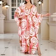 thumbnail image 5 of Women's Plus Size Swimwear Cover Ups Leopard Print Long Sleeve V Neck Beach Dress Lightweight Quick Dry Comfy Bathing Suits, 5 of 7