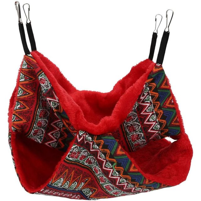 Jaula con hamaca de doble cara para mascotas, saco de dormir, cama colgante para animales, cobayas, ratas, erizos, color rojo