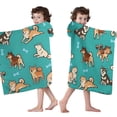 thumbnail image 4 of Cartoon Shiba Inu Dog Hooded Bath Towel，50"x30" for Ages 3 To 12 Kids, Quick Dry Lightweight Soft Microfiber Hood Beach Towel Cover Up for Kids, 4 of 7