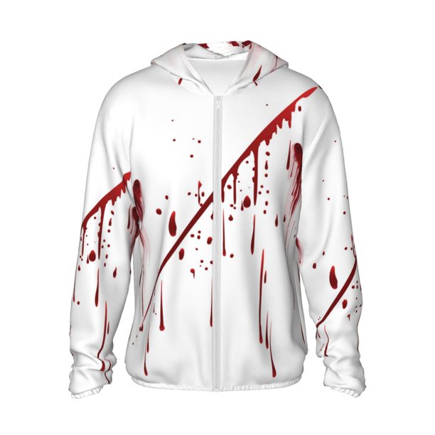 Fotbe Bloody Hand Chaqueta con Protección Solar UPF 50+ para Hombre y Mujer, Camisa con Capucha y Bolsillos-X-Large