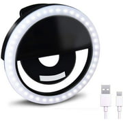 Selfie Ring Light for Phone - USB Rechargeable Clip on Circle Light, 36 LED Lights, 3-Level Adjustable Brightness