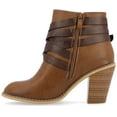 thumbnail image 3 of Journee Womens Strap Inside Zip Stacked Heel Booties, Widths Available, 3 of 10