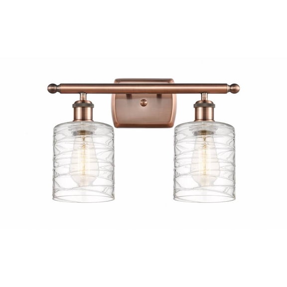 516-2W-AC-G1113-LED-Innovations Lighting-Cobbleskill - 2 Light Bath Vanity In Art Nouveau Style-9 Inches Tall and 16 Inches Wide Antique Copper Clear