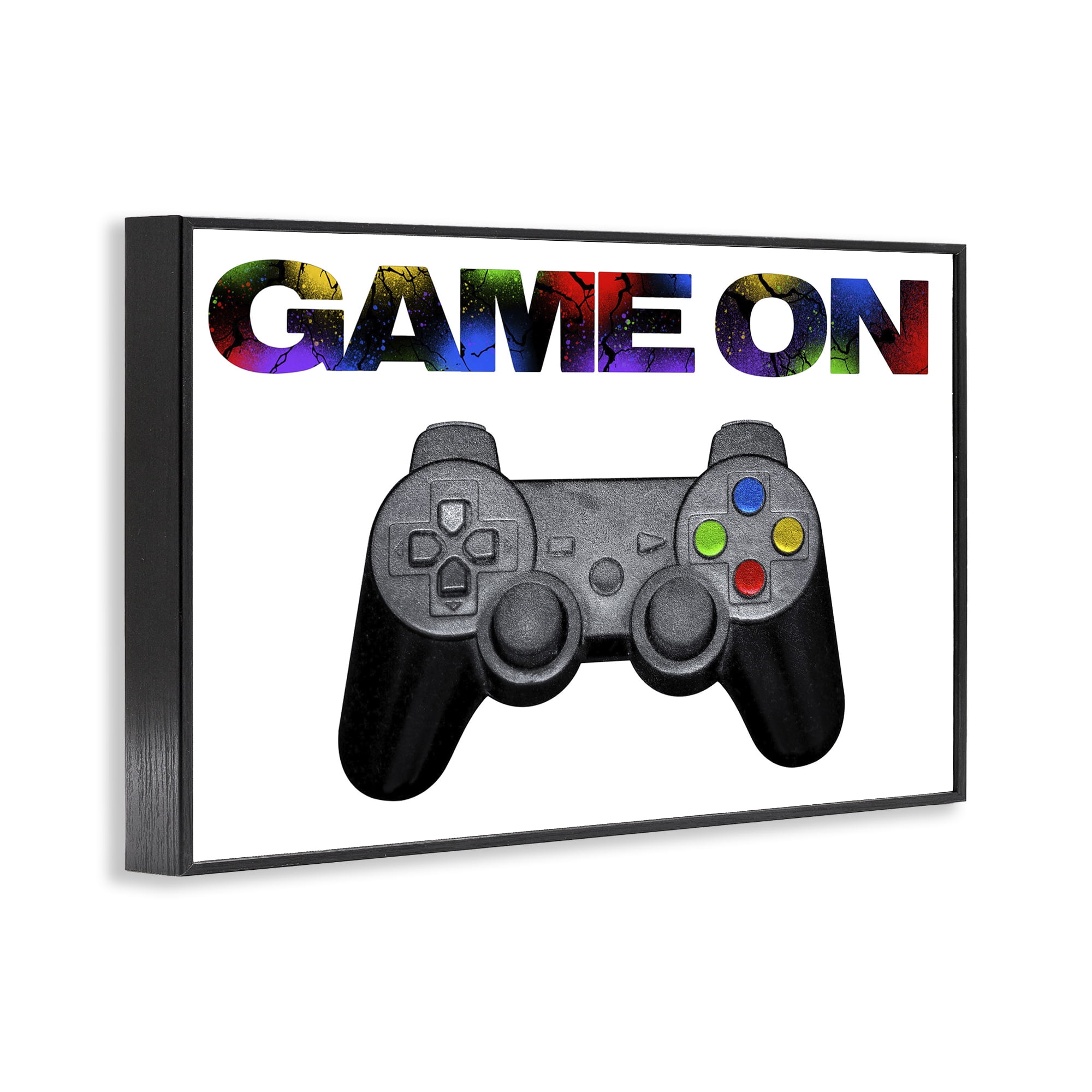 Stupell Industries Controller Game On Splatter Black Framed Giclee Art, design by Marcus Prime
