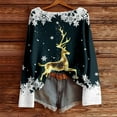 thumbnail image 5 of Arlun Plus Size Christmas Knit Sweaters for Women Red Wine Glass Elk Reindeer Snowman Print Xmas Pullovers Tops Trendy Soft Comfort Long Sleeve Round Neck Cute Sweater Dark Green3 M, 5 of 5