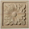 3"W x 3"H x 5/8"P Small Dogwood Flower Square Rosette, Alder