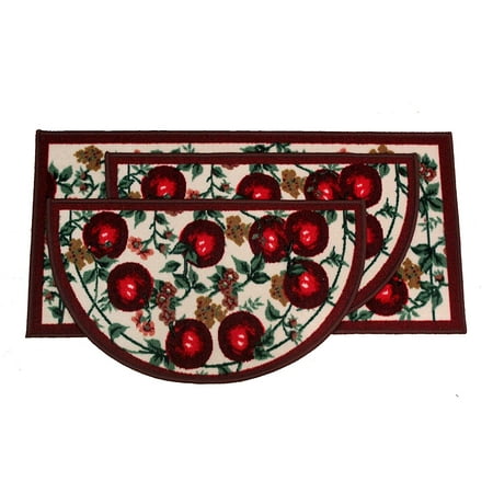 Kashi Home Apple 3pc Kitchen Rug Set, (2) Slice 18"x30 ...
