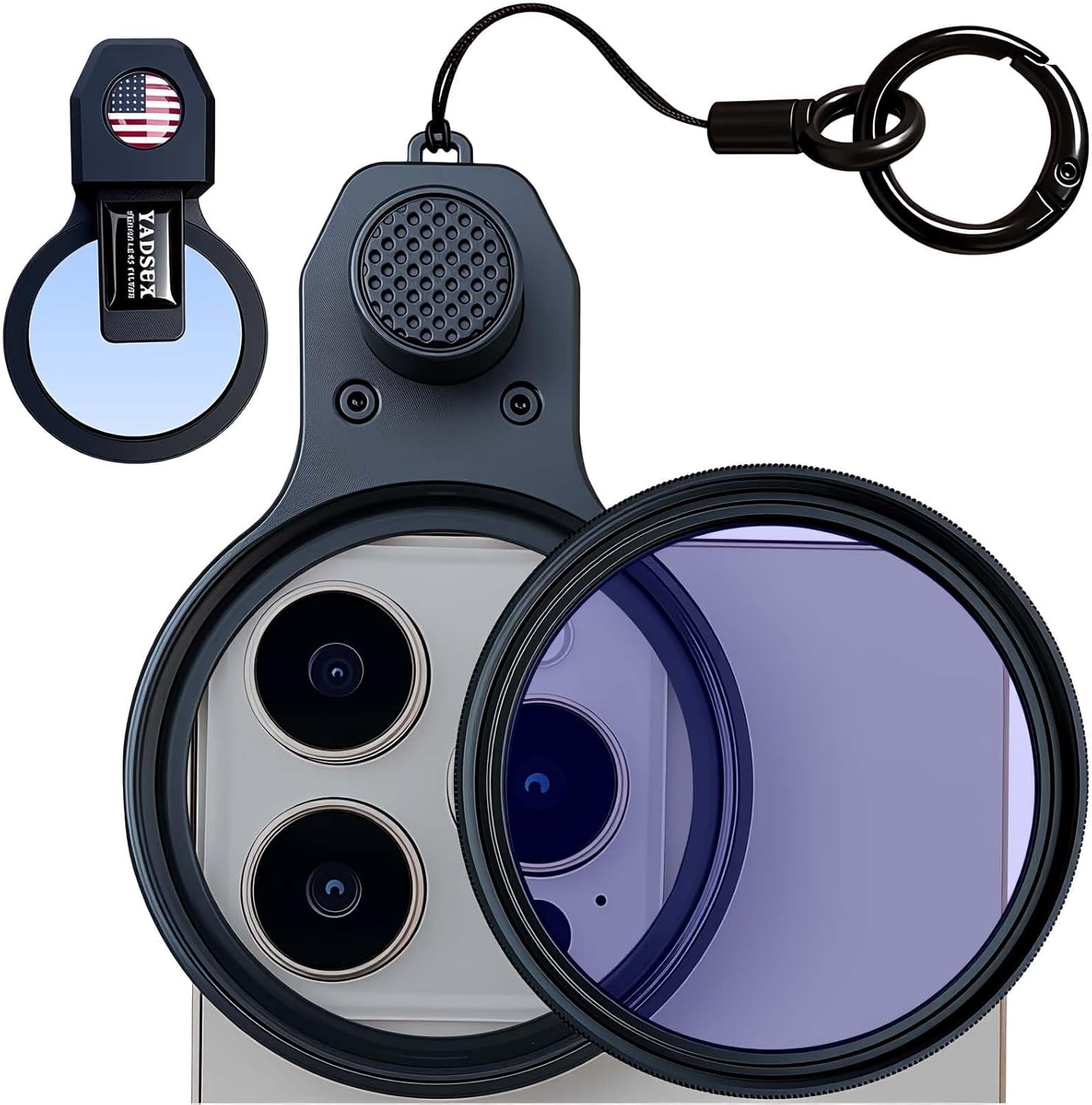 FEFEFW-52mm CPL Polarizing Filter Clip-on Lens Kit for iPhone 17, 16, 15, 13, 12, Samsung and Android Phones, with Lens Cap, Filter Case, Cleaning Cloth