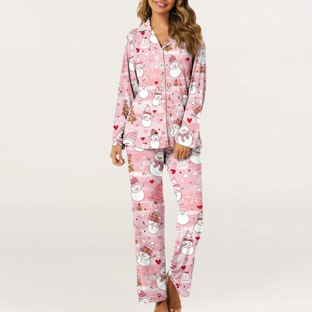 Puntoco Conjunto de pijama cómodo para mujer, pijama de manga larga con pantalones largos para mujer y hombre, ropa de casa sexy para mujer