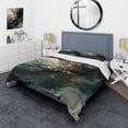 thumbnail image 1 of Designart "Inner Worlds of Marble Green and Black I" Modern Geometric Bedding Covert Set - Abstract Geometric Green Abstract Bed Set With 1 Sham, 1 of 6