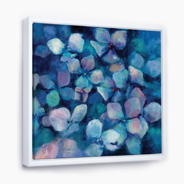 Abstract Blue Flower Petals - Traditional Framed Canvas