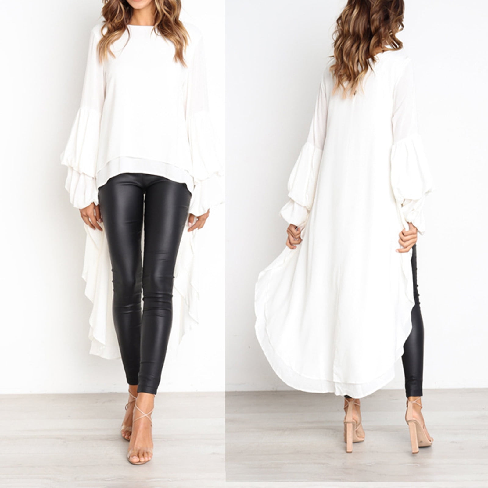 long tail white blouse