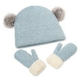 thumbnail image 5 of SGFCWSX Kids Cold Weather Hat Mittens Set Boys and Girls Beanie Fleece Lined Hats for Snow Play Child Knit Ribbed Warm Gloves Sets Blue Free Size, 5 of 7