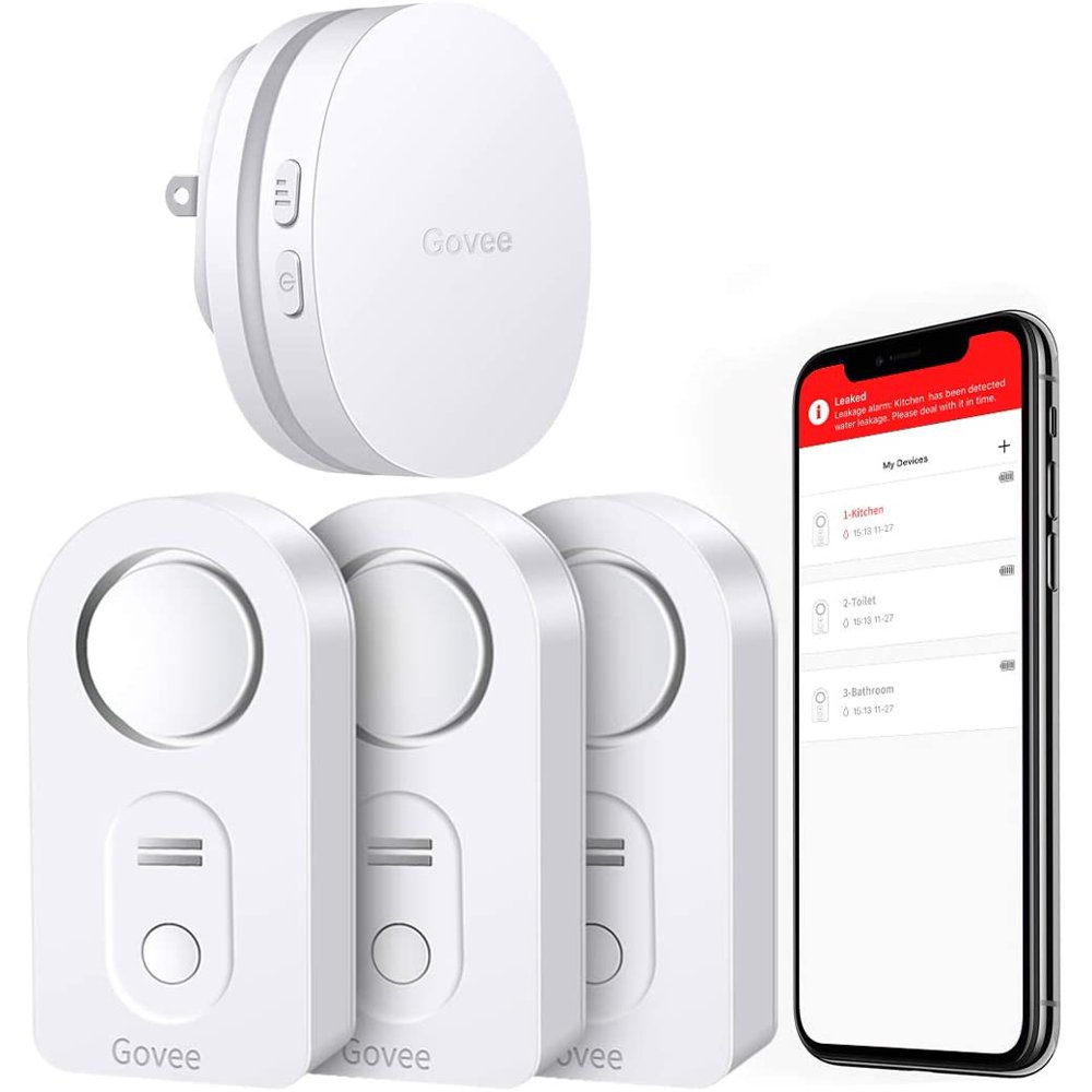 Govee WiFi Water Sensor, Smart APP Leak Alert, Wireless Water Alarm and