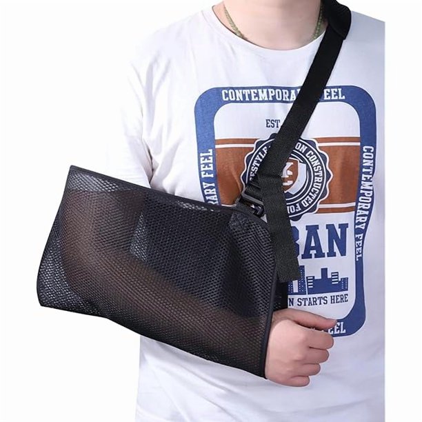 wonima11 Arm Support Sling for Elbow, Wrist, Upper Arm, Shoulder Injuries, Lightweight Breathable Adjustable Arm Sling for Left or Right, for Women and Men - Large Black