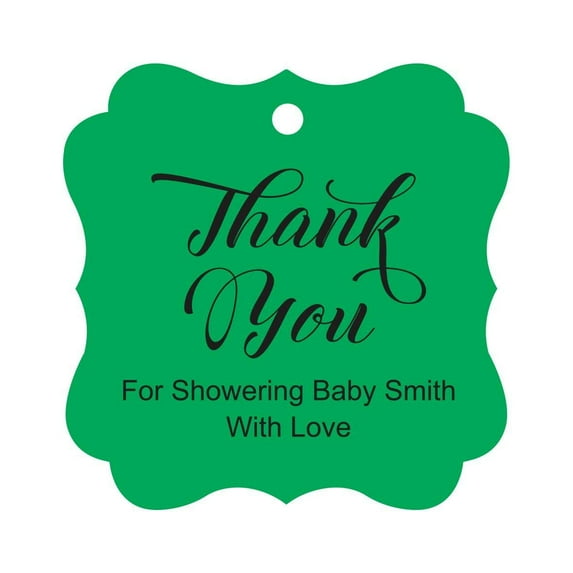 Darling Souvenir Baby Shower Thank you Favor Tags Custom Hang Gift Tags-Green-100 Tags