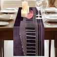 thumbnail image 3 of Purple Line Geometric 120 Inch Table Runner, Circle Abstract Art Farmhouse Dresser Scarf Cotton & Linen Tablerunner for Dining/Kitchen Island/Holiday Party Décor 13" x 120", 3 of 9