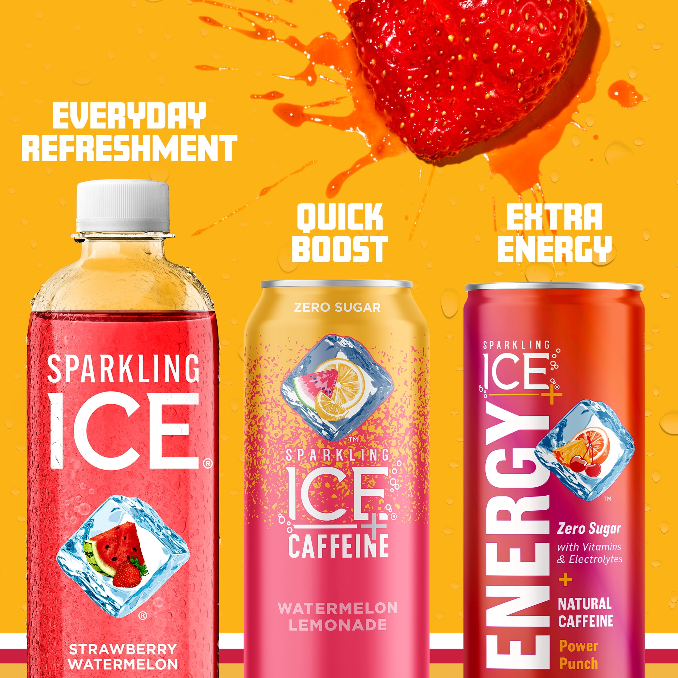 Sparkling Ice, Strawberry Watermelon Sparkling Water, 17 fl oz Bottles (Pack of 12)