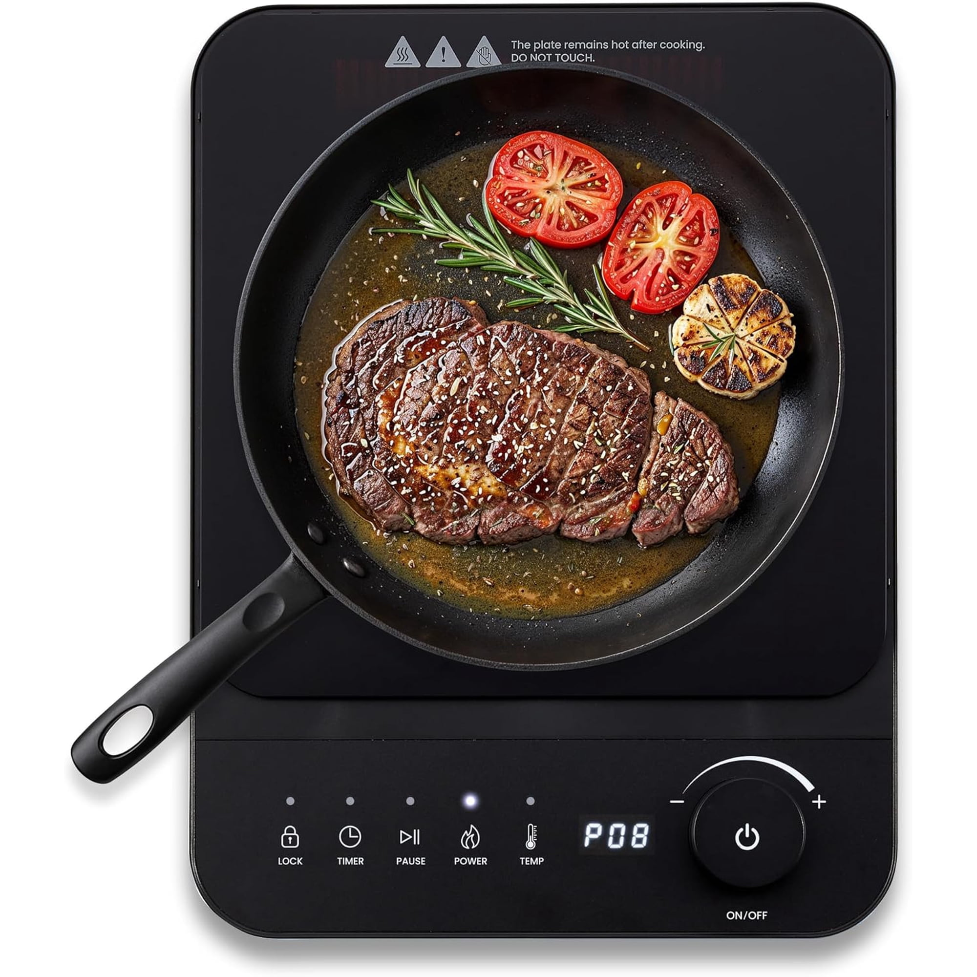 Elite Gourmet EIND57B SlimStore™ Induction Cooktop, Touch Controls, Ultra Thin 2" Profile, 10 Power Levels, Temps 140°F to 465°F, Fast Heat Up, Black
