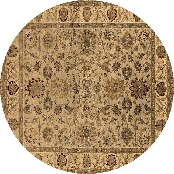 Ahgly Company Indoor Round Oriental Brown Industrial Area Rugs, 4' Round