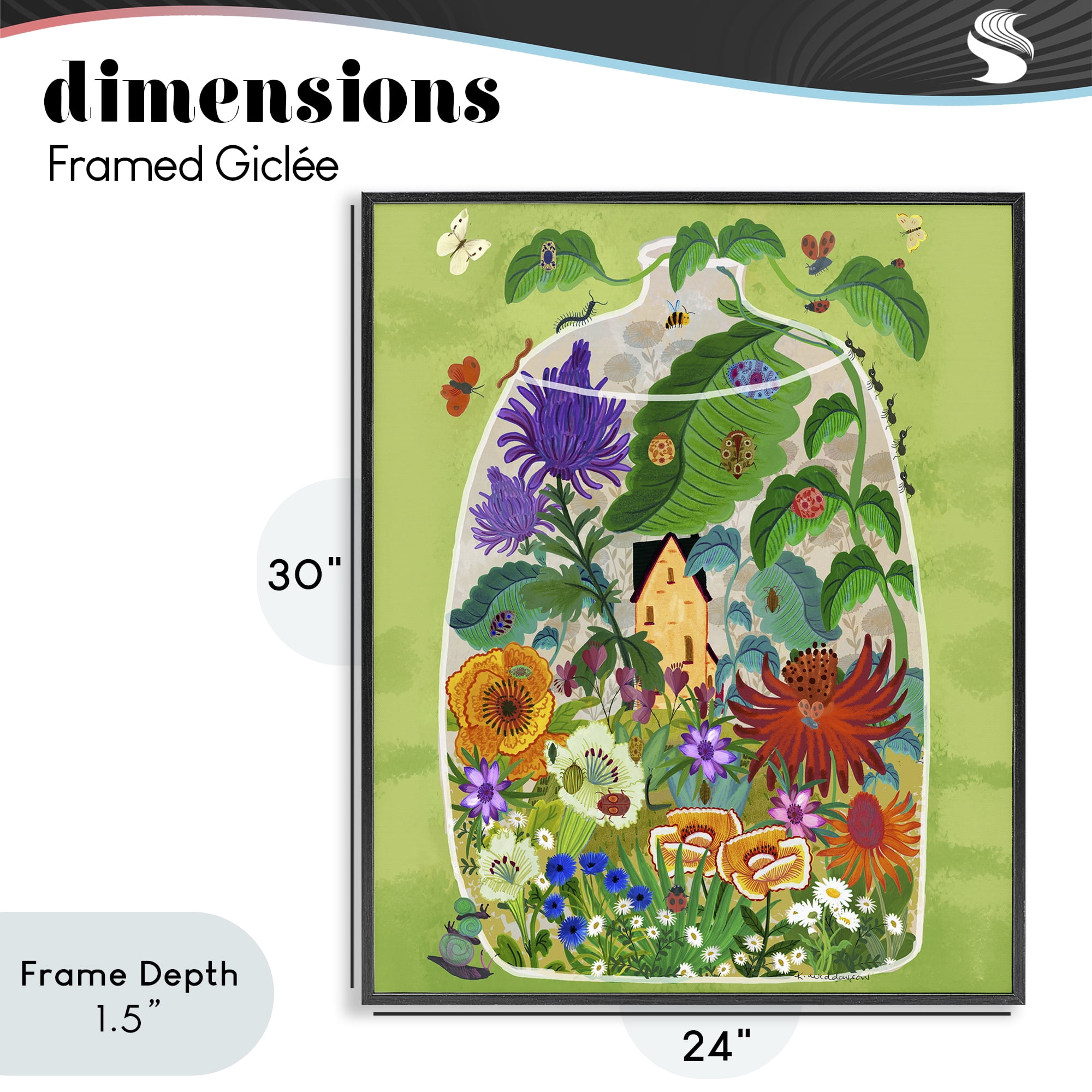 Stupell Industries Terrarium Bug Garden Black Framed Giclee Art, design by Kay Widdowson