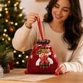 thumbnail image 7 of Festive Gift Bags Reusable Drawstring Gift Sacks with Handle Snowman Holiday Xmas Party Favor Wrapping Bags for Candy Cookies Small Toys Stocking Stuffers, Set of 1, Cloth, 7 of 7
