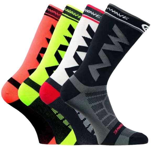 4 Pack Cycling Socks Men Women High-Cut Breathable Sweat-Absorbing Quick-Dry Anti-Slip Anti-Odor Mountain Road Bike Socks
