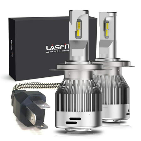 LASFIT H4 9003 HB2 LED Headlight Bulbs 7600lm 6000K Xenon White LED Headlight conversion kits- High/Low Dual Beam- 360 Degree Adjustable Beam Angle (Pack of (Best H4 Bulbs 2019)