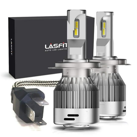 LASFIT H4 9003 HB2 LED Headlight Bulbs 7600lm 6000K Xenon White LED Headlight conversion kits- High/Low Dual Beam- 360 Degree Adjustable Beam Angle (Pack of