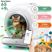Self-Cleaning Automatic Cat Litter Box w/ Odor-Free Technology, Remote APP Control, 18Lbs Weight Capacity for Multiple Cat & Safety Detection, Cat Litter Box with 2 Roll Liner
