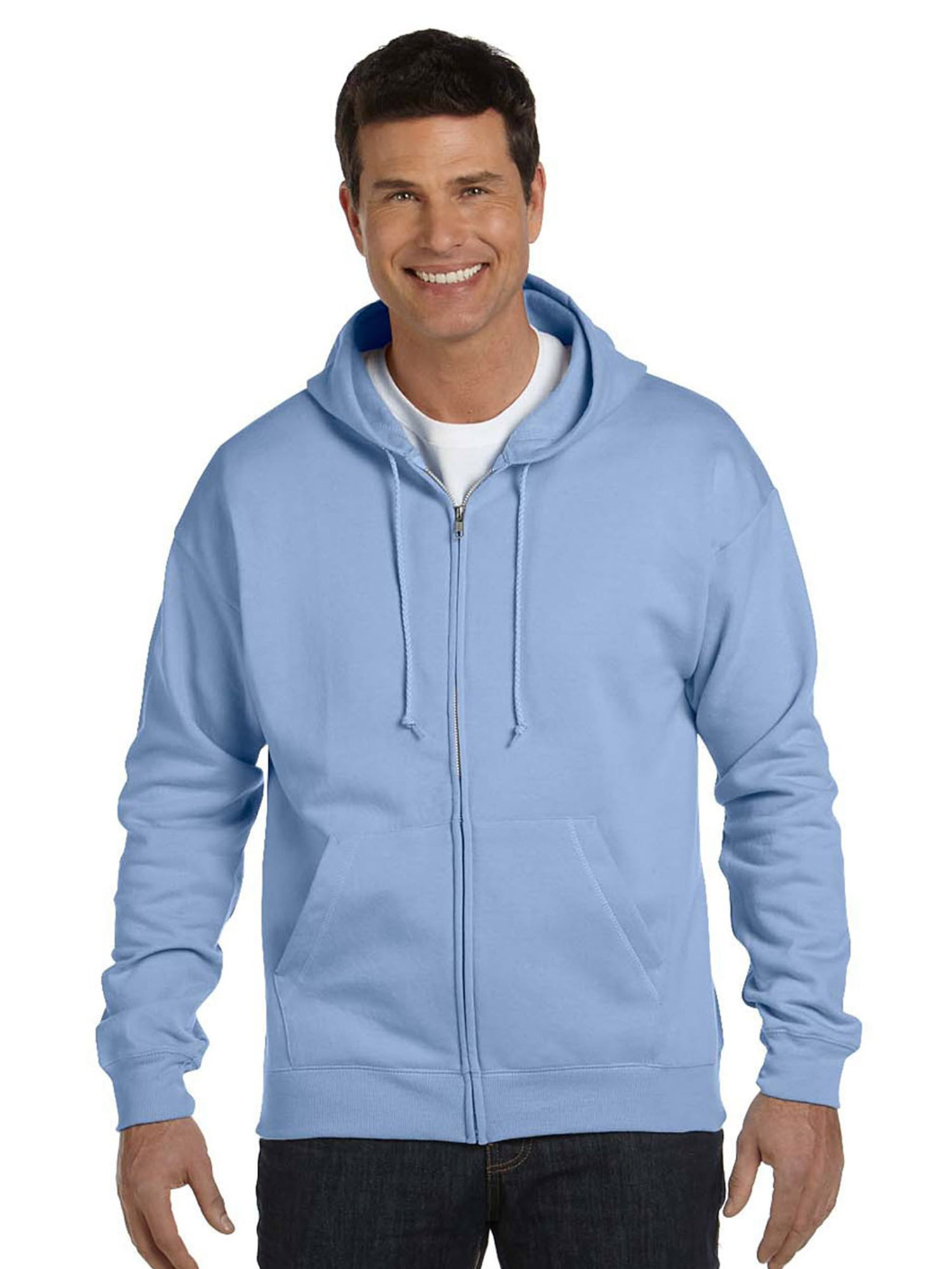 Hanes Men's EcoSmart Full Zip Hooded Sweatshirt - Walmart.com