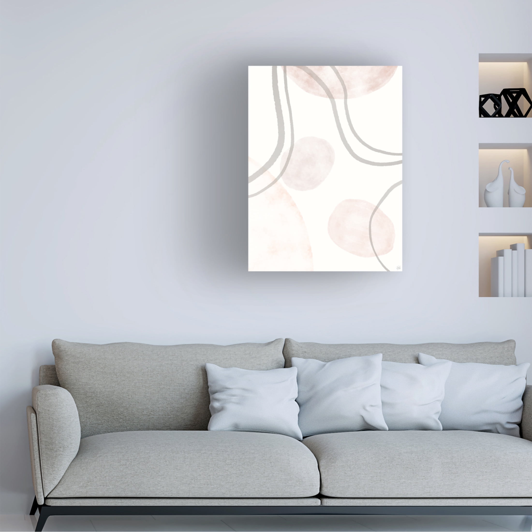 Canvas Wall Art - Line and Brush 'Line & Bubble Space 2' Wall Art for Living Room, Bedroom, or Office Décor by Trademark Fine Art - 14 x 19 Inches