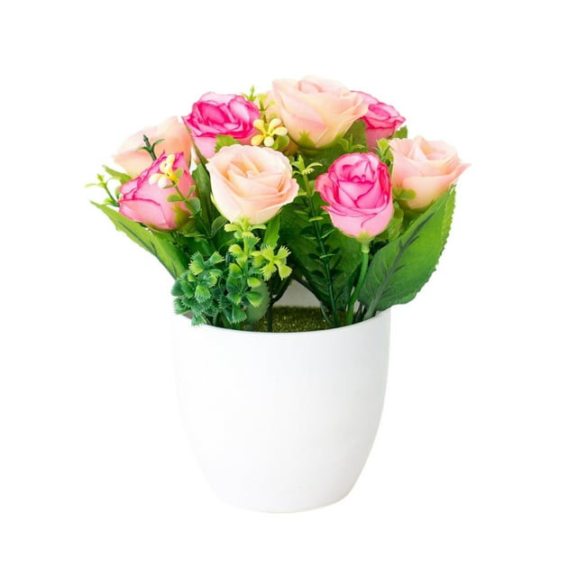 DecoBloom Rose en Pot Arrangement Floral pour Intérieur Élégant et Centre de Table