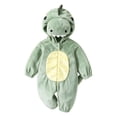 thumbnail image 3 of GiLiling Baby Plush Halloween Dinosaur Winter Jumpsuit with Tail, Attached Tail, Front Zipper, Kids Halloween Holiday Party Wear (Green, 9-12 Months), 3 of 9