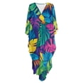 thumbnail image 4 of FKELYI Tropical Palm Leaf Print Women Maxi Beach Dress V Neck Summer Kaftan Batwing Sleeve Swimwear Cover Up Plus Size Bikini Coverup Soft Resort Wear Loungewear, 4 of 7