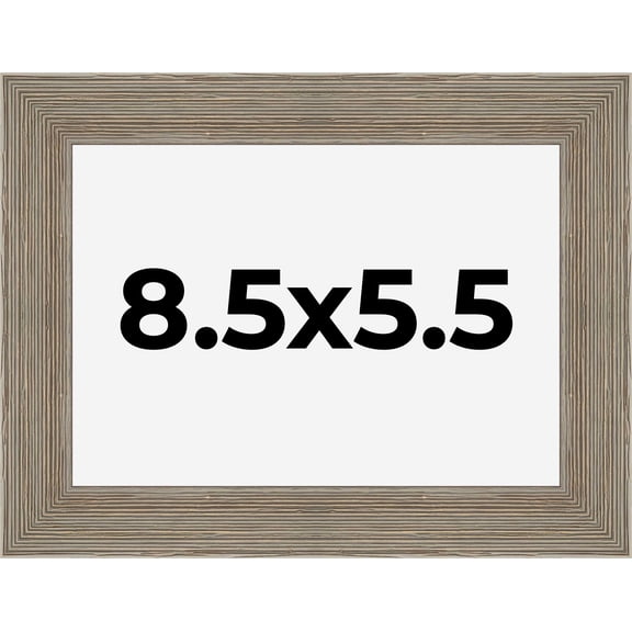 8.5x5.5 Frame Gray Barnwood Rustic Solid Wood Picture Frame | 1.5 Inch Moulding Width | Includes UV