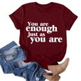 thumbnail image 2 of Cathalem T-Shirts Décontractés Oversize pour Femmes Été Col Rond Manches Courtes Basiques, Vin m, 2 of 2