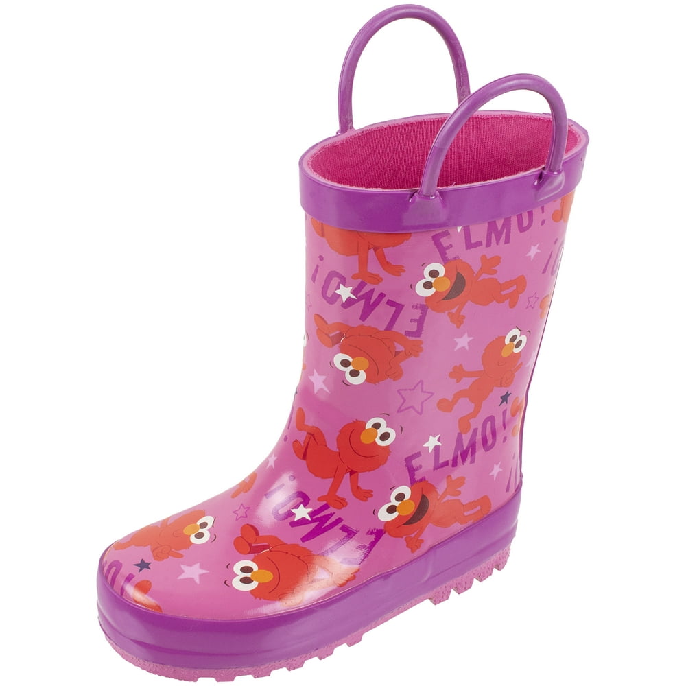 Sesame Street Sesame Street Kids Elmo Rain Boots with Handles, Rubber