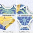 thumbnail image 3 of Pineapples and Blue Abstract Flower Pattern Pure Cotton Bodysuit Short Sleeve Pajamas One-Piece Romper Unisex 9M, 3 of 6