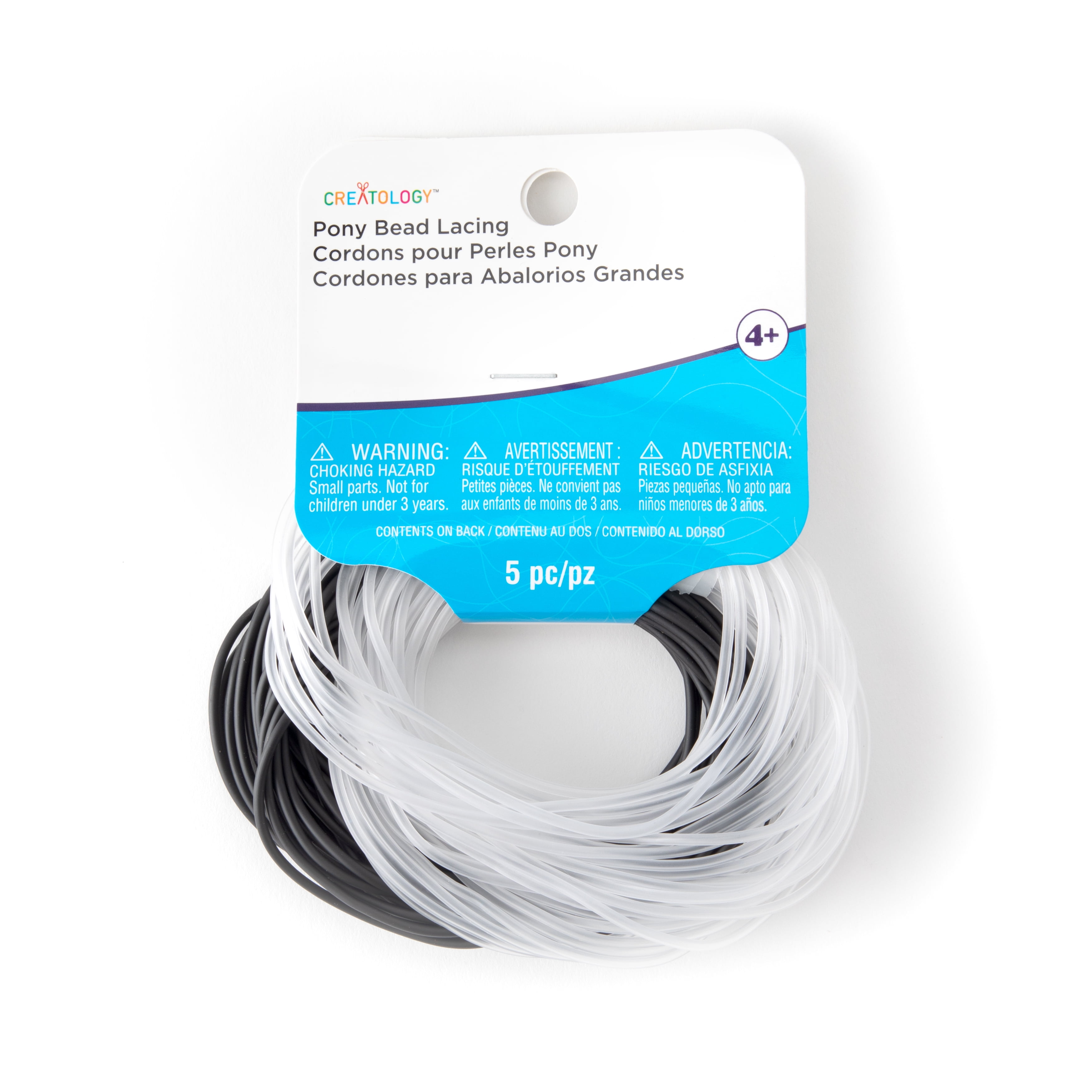 12 Pack: Black & Frost Pony Bead Lacing by Creatology