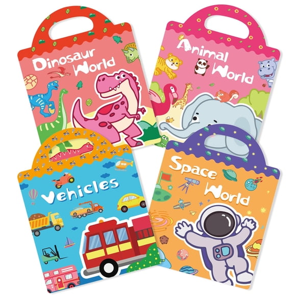 Juego de libros de pegatinas reutilizables ROATEE Jelly, 4 temas, de 3 a 12 años
