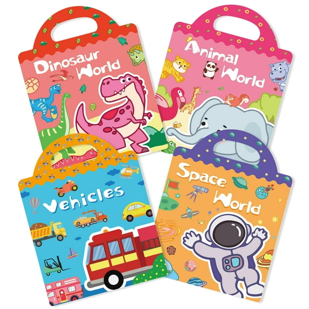 Juego de libros de pegatinas reutilizables ROATEE Jelly, 4 temas, de 3 a 12 años