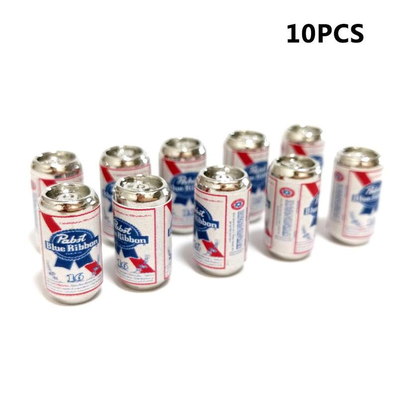 10Pcs/Set Beer Cans 1/12 Dollhouse Miniature Scene Cans Toys Mini