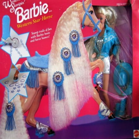 Western Stampin' Barbie with Western Star Horse - Walmart.com
