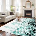 thumbnail image 2 of Country Flower Area&nbsp;Rug 5x8ft Vintage Silhouette Blue Black Gradient Non-Slip&nbsp;Washable Square&nbsp;Rugs Soft Felt Indoor Floor Mat for Bedroom Kitchen Living Room Bathroom, 2 of 9