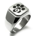 thumbnail image 1 of Stainless Steel Letter Q Initial Cat Dog Paws Monogram Engraved Engraved Square Flat Top Biker Style Polished Signet Ring, 1 of 1