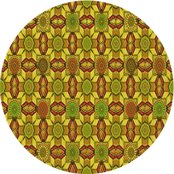 Ahgly Company Machine Washable Indoor Round Transitional Saddle Brown Area Rugs, 3' Round