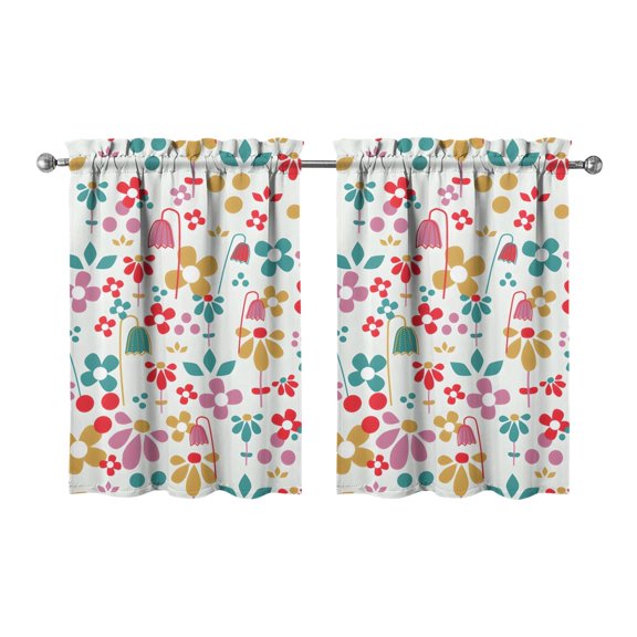 Vintage Modern Abstract Geometric Lines Boho Tier Cafe Curtains for Bathroom Living RV Rod Pocket Window Drapes 36 Inch 2 Panels Set 28"x36" 2 Panels Window Treatment Tiers